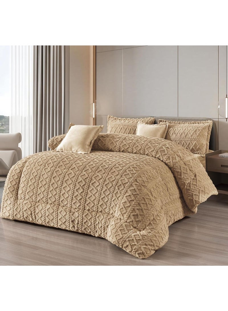 Roshen 4-piece winter single bed sheet set, soft velvet middle filling with plain fur, double-sided, velvet material,