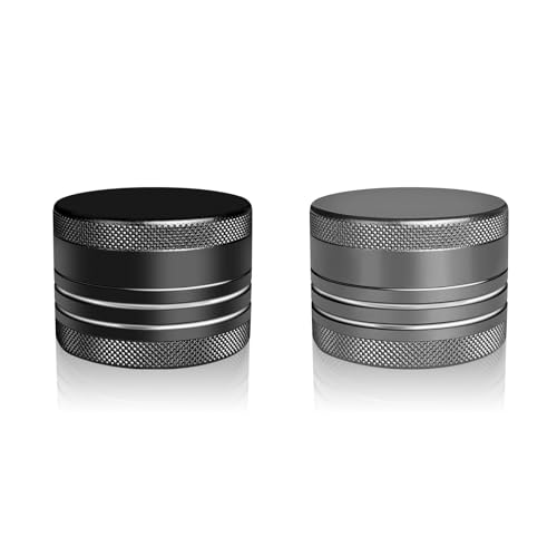minlen 2 Sets Small Pill Box, Portable Daily Box, Aluminium Alloy Round Container for Pills, Pocket Case (Black+Gray) - Image 1