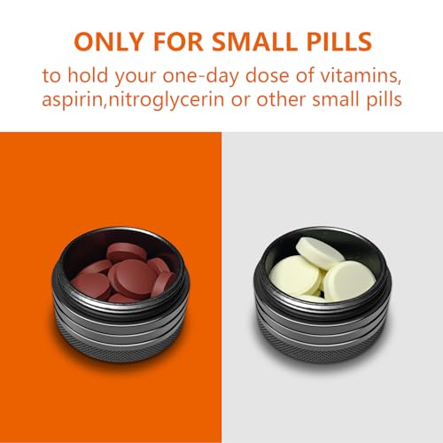 minlen 2 Sets Small Pill Box, Portable Daily Box, Aluminium Alloy Round Container for Pills, Pocket Case (Black+Gray) - Image 5