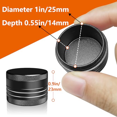 minlen 2 Sets Small Pill Box, Portable Daily Box, Aluminium Alloy Round Container for Pills, Pocket Case (Black+Gray) - Image 2