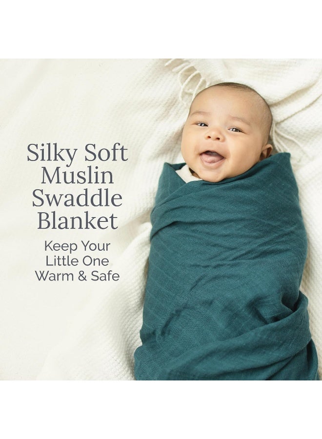 Natemia Bamboo Muslin Baby Blanket - Super Soft, Absorbent, Breathable - 6 Layer 47â€x 47â€ for Babies and Toddlers - Multi Use Baby Towel, Stroller Cover and Receiving Blanket - Image 2