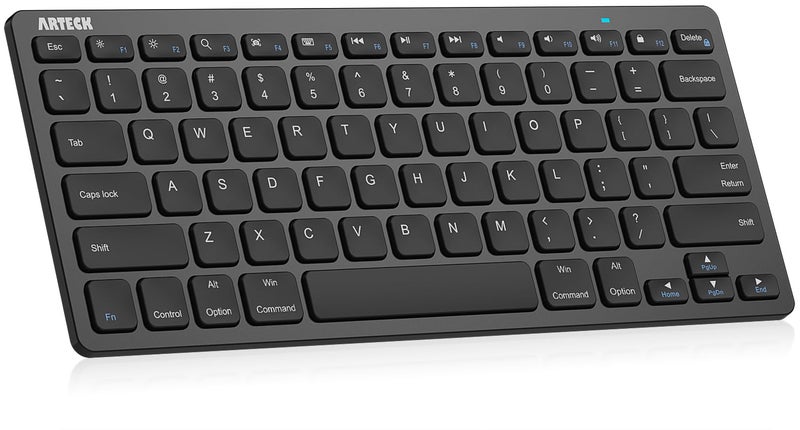 Arteck Ultra-Slim Bluetooth Keyboard Compatible with iPad 10.2-inch/iPad Air/iPad 9.7-inch/iPad Pro/iPad mini, iPhone and Other Bluetooth Enabled Devices Including iOS, Android, Windows, Black - Image 1