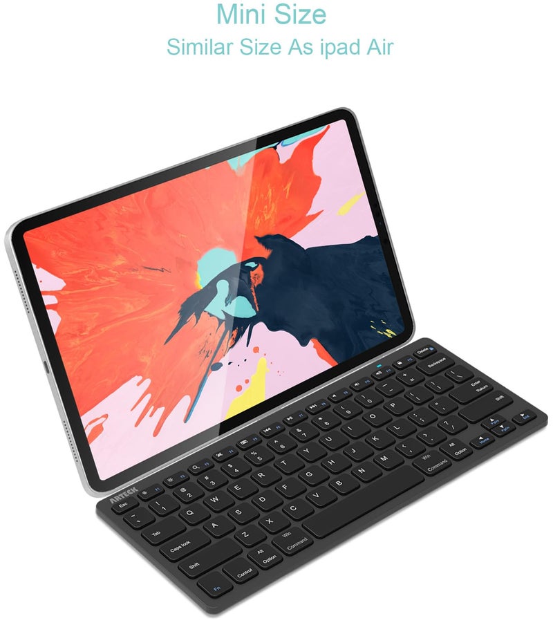 Arteck Ultra-Slim Bluetooth Keyboard Compatible with iPad 10.2-inch/iPad Air/iPad 9.7-inch/iPad Pro/iPad mini, iPhone and Other Bluetooth Enabled Devices Including iOS, Android, Windows, Black - Image 2