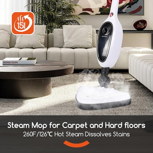 REECOO Steam Mop with Attachments,20s Rapid Heating,Lightweight Floor Steamer for Kitchen, Living Room Wood Floor Tile Carpet Cleaning - Image 2