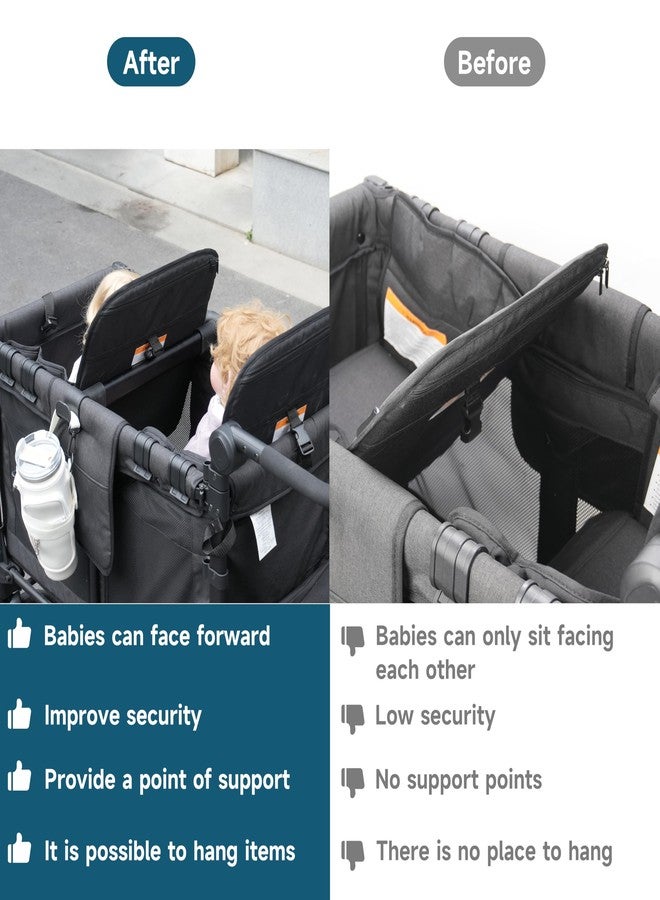 Viotiin Forward-Facing Bus-Style Seating Upgrade Stroller Wagon Support Bar Compatible with Wonderfold W4 Elite/Luxe (4 Seater), Wonderfold Wagon W4 Accessories for Kids, Removable & Easy to Install. - Image 4