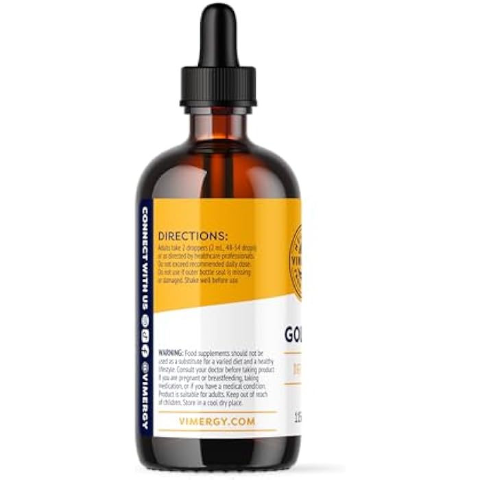 Vimergy USDA Organic Goldenseal Supplement – 57 2mL (2 Droppers or 48-54 Drops) Servings (200mg Extract Per Serving). Vegan, Alcohol-Free Golden Seal herb Drops Great for Tea (115 mL) - Image 2