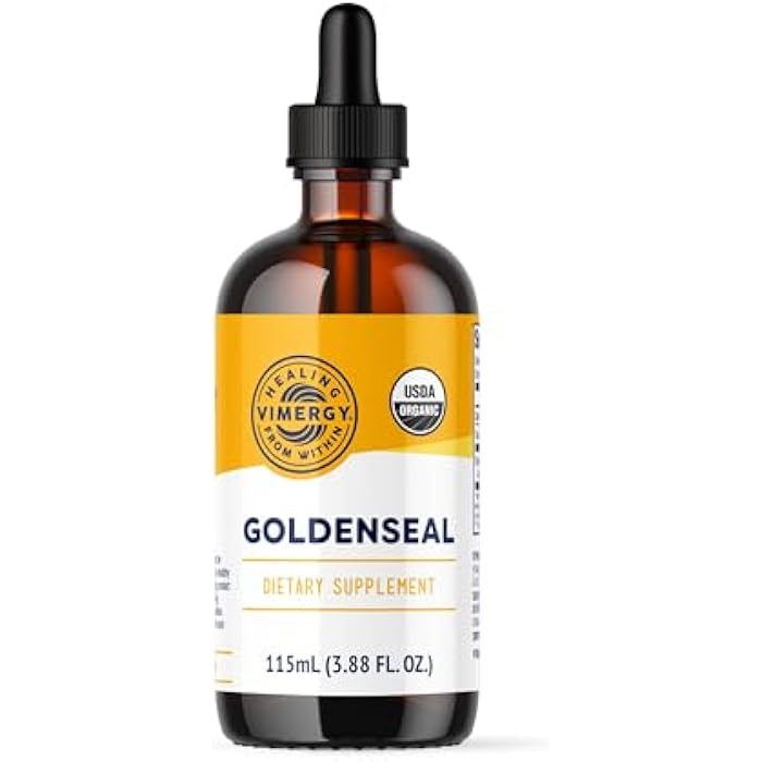 Vimergy USDA Organic Goldenseal Supplement – 57 2mL (2 Droppers or 48-54 Drops) Servings (200mg Extract Per Serving). Vegan, Alcohol-Free Golden Seal herb Drops Great for Tea (115 mL) - Image 1