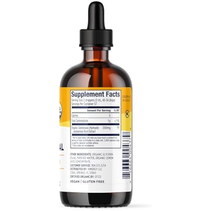 Vimergy USDA Organic Goldenseal Supplement – 57 2mL (2 Droppers or 48-54 Drops) Servings (200mg Extract Per Serving). Vegan, Alcohol-Free Golden Seal herb Drops Great for Tea (115 mL) - Image 3