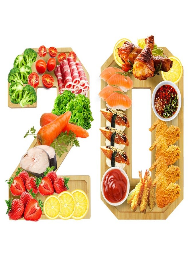 Valguri Wooden Charcuterie Number Fillable Board Box, Fruit Cheese Platter Vegetable Food Dish, Reuseable Serving Tray for Home Decor, Birthday Party Decorations (20) - Image 1