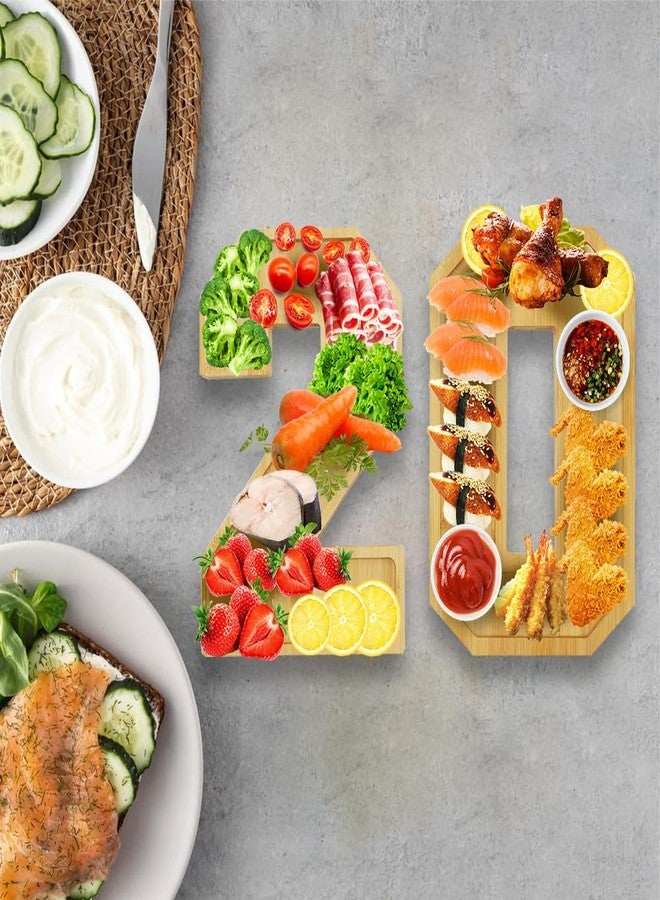 Valguri Wooden Charcuterie Number Fillable Board Box, Fruit Cheese Platter Vegetable Food Dish, Reuseable Serving Tray for Home Decor, Birthday Party Decorations (20) - Image 5