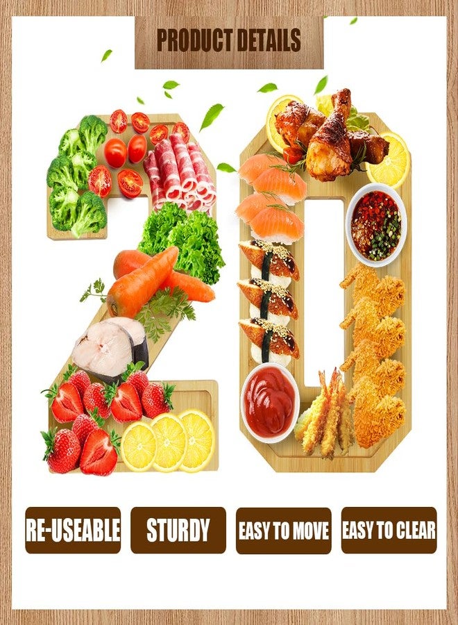 Valguri Wooden Charcuterie Number Fillable Board Box, Fruit Cheese Platter Vegetable Food Dish, Reuseable Serving Tray for Home Decor, Birthday Party Decorations (20) - Image 4