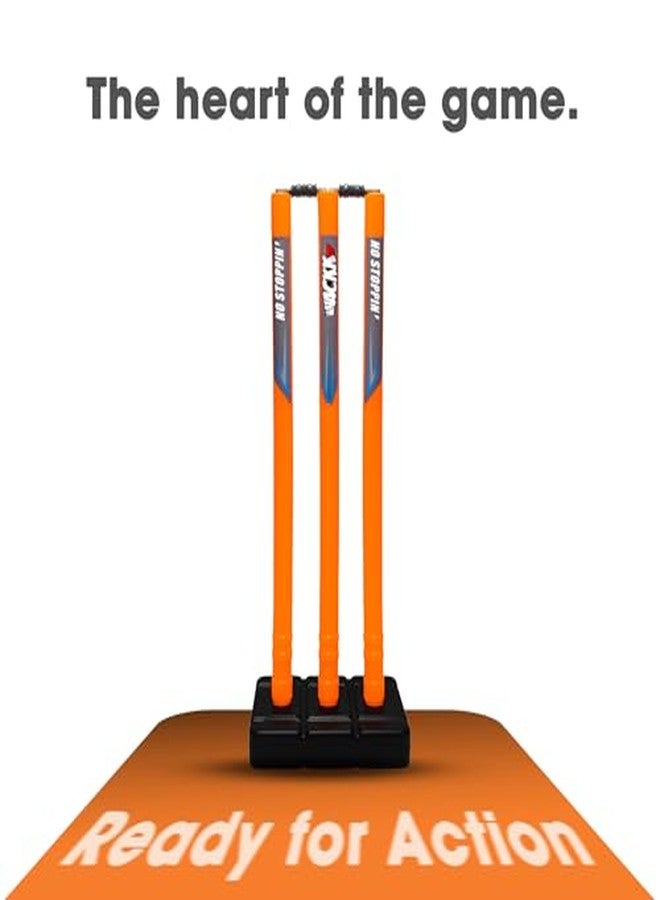 Whackk Cricket Orange Stumps with Stand/Plastic Wickets for Standard Cricket for Ground, Match, Tournament/Set with Stand & Bails-Plastic Wickets - Image 5