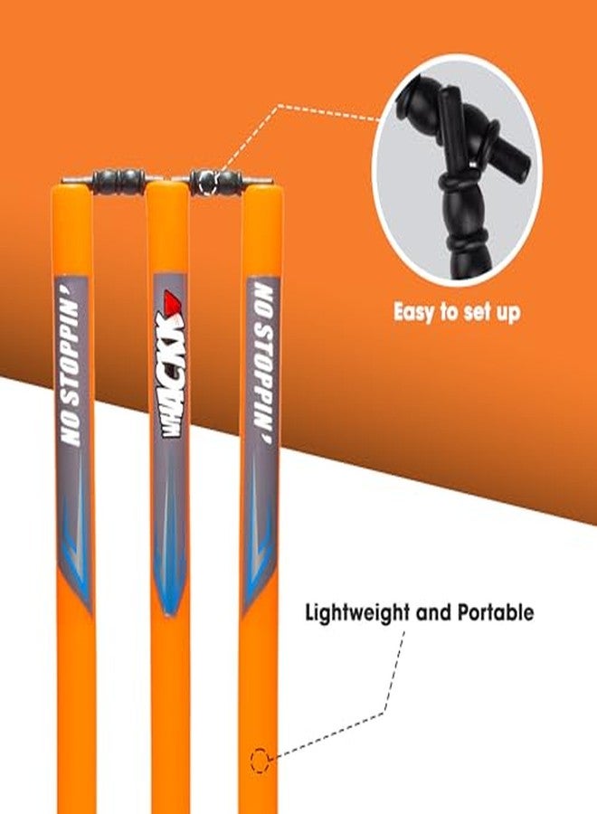Whackk Cricket Orange Stumps with Stand/Plastic Wickets for Standard Cricket for Ground, Match, Tournament/Set with Stand & Bails-Plastic Wickets - Image 4