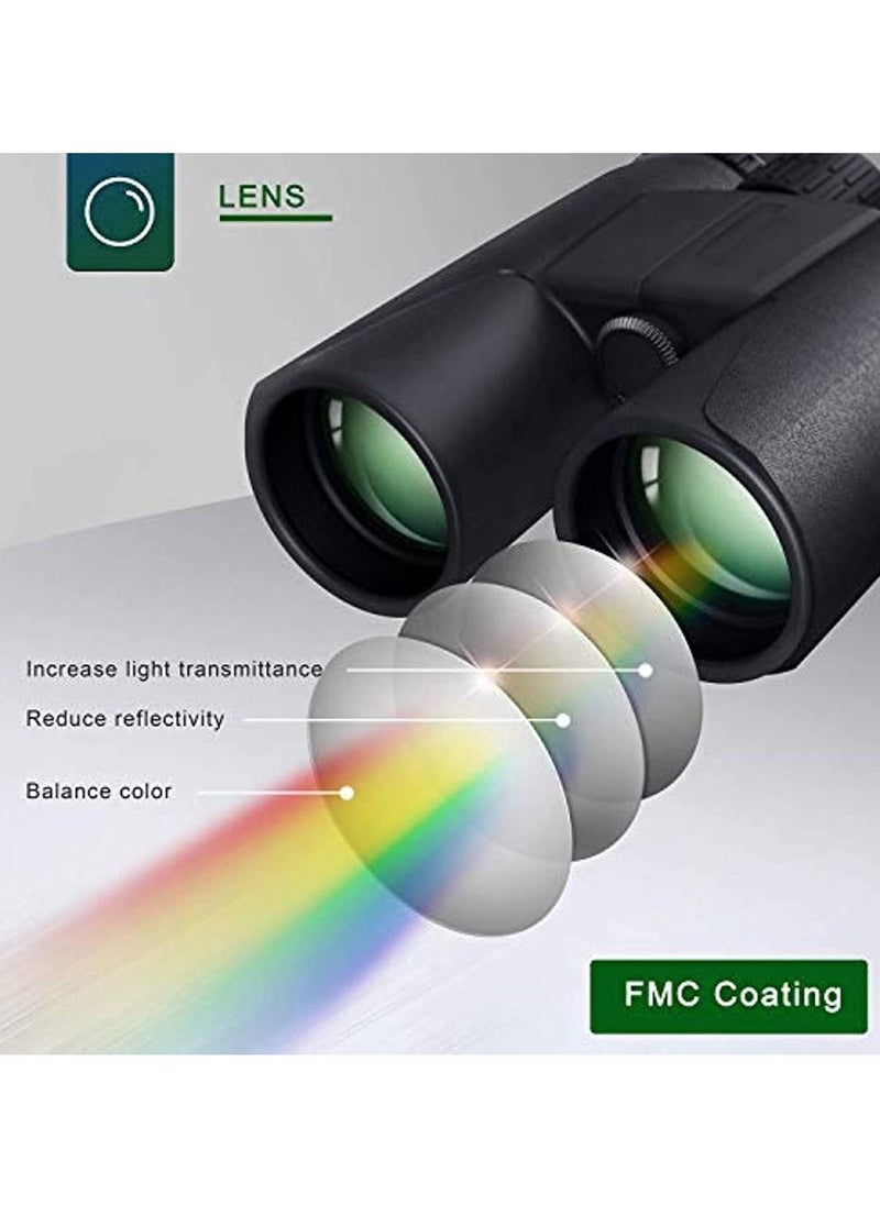 OIMG Binoculars For Adults 10X42 Bak-4 Roof Prism Fmc Lens Hd Compact Durable Binoculars For Birdwatching Hunting Hiking And Traveling With Carrying Bag And Strap  - Image 3