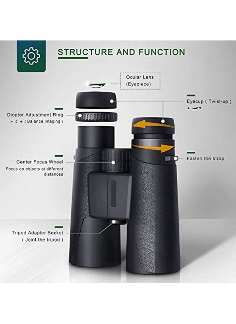 OIMG Binoculars For Adults 10X42 Bak-4 Roof Prism Fmc Lens Hd Compact Durable Binoculars For Birdwatching Hunting Hiking And Traveling With Carrying Bag And Strap  - Image 4