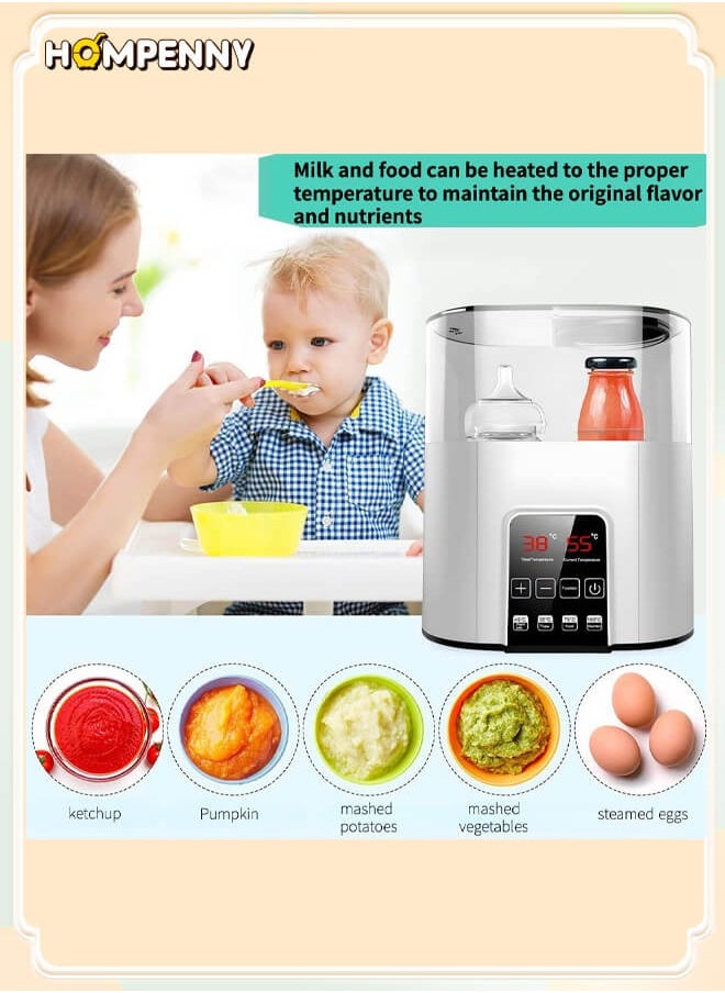 Hompenny - HOMPENNY 6-in-1 Bottle Warmer – Dual Bottle Heating, Precise Temperature Control, Steam Sterilization, Baby Food Heater, LED Display for Breastmilk and Formula - Image 1