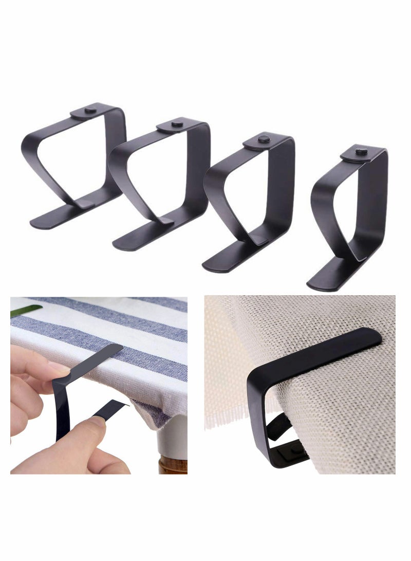 Zikra Tablecloth Clips, 4 Pack Stainless Steel Table Cover Clamps, Suitable for Outdoor Indoor Party, Picnics, Restaurants & Weddings, Black - Image 1