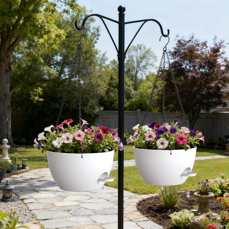 UOUZ 13 Inch 2 Pack Large Self Watering Hanging Planters for Indoor Outdoor Plants, Hanging Plant Pots with Removable 50 Oz Reservoir, Plastic Hanging Basket for Window Porch Garden, White - Image 4