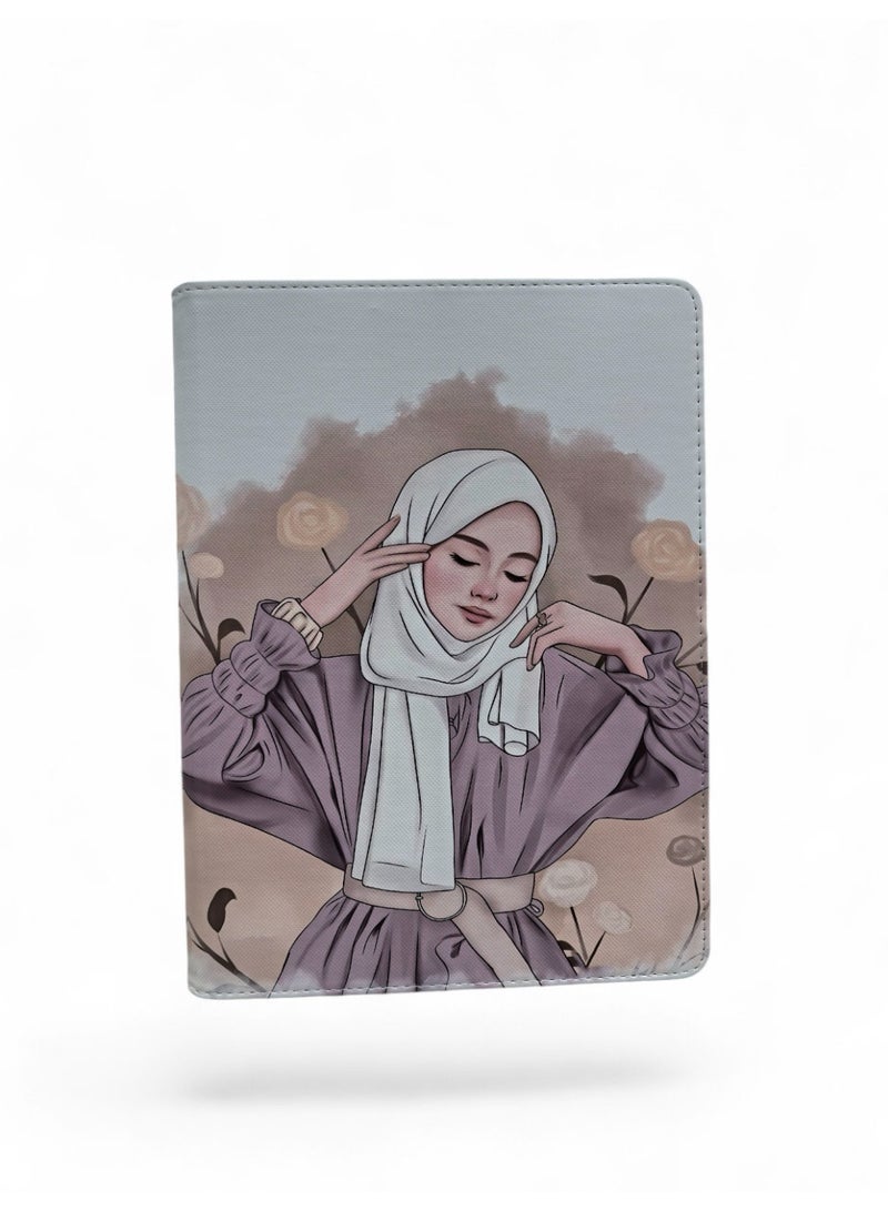 حافظة iPad 10.9 الجيل العاشر (2022) / iPad الجيل الحادي عشر A16 (2025) - غطاء نحيف مغناطيسي ثلاثي الطي مع حامل قلم رصاص، خاصية السكون/التنشيط التلقائي، حماية خفيفة الوزن ومقاومة للصدمات، تصميم فتاة محجبة - Image 1