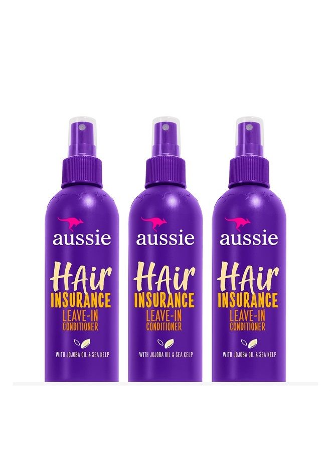 Aussie Leave in Conditioner Spray, with Jojoba & Sea Kelp, Hair Insurance, 8 fl oz, Triple Pack - Image 1