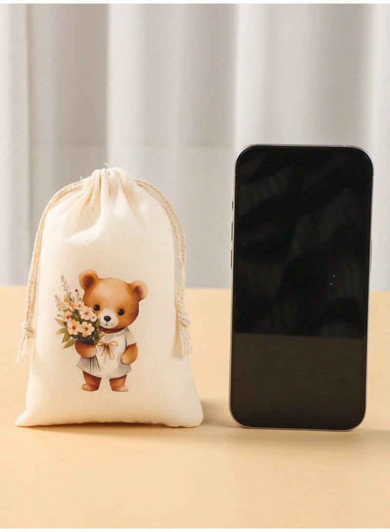 6-piece fabric bags for party favors and treats for birthdays and baby showers, featuring cute bear designs. - Image 5