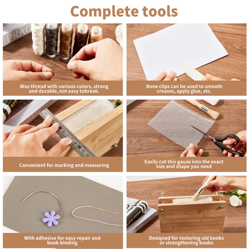 pamctry 50 Pcs Book Binding Kits for Beginners - Complete DIY Kit with Tools & Instructions, 11.6 x 7.8 Inches - Image 4