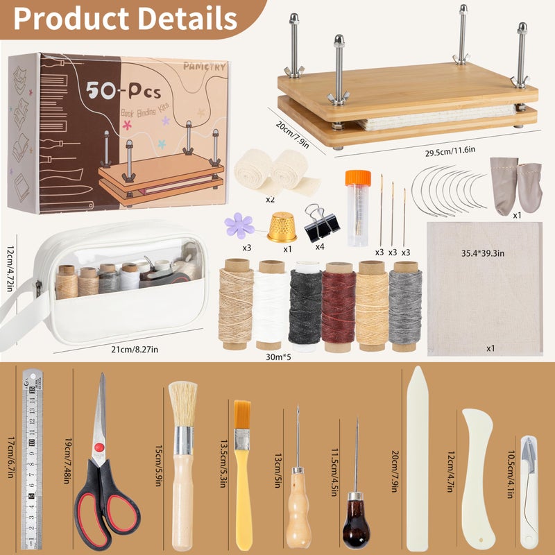 pamctry 50 Pcs Book Binding Kits for Beginners - Complete DIY Kit with Tools & Instructions, 11.6 x 7.8 Inches - Image 2