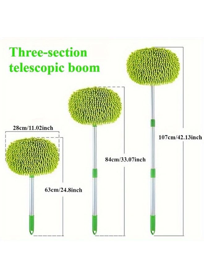 Extendable 3 Section Car Wash Brush With 1 Replacement Head Cover Multipurpose Cleaning Tool - Image 2