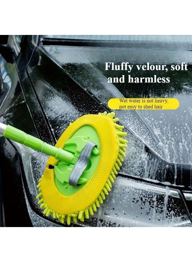 Extendable 3 Section Car Wash Brush With 1 Replacement Head Cover Multipurpose Cleaning Tool - Image 1