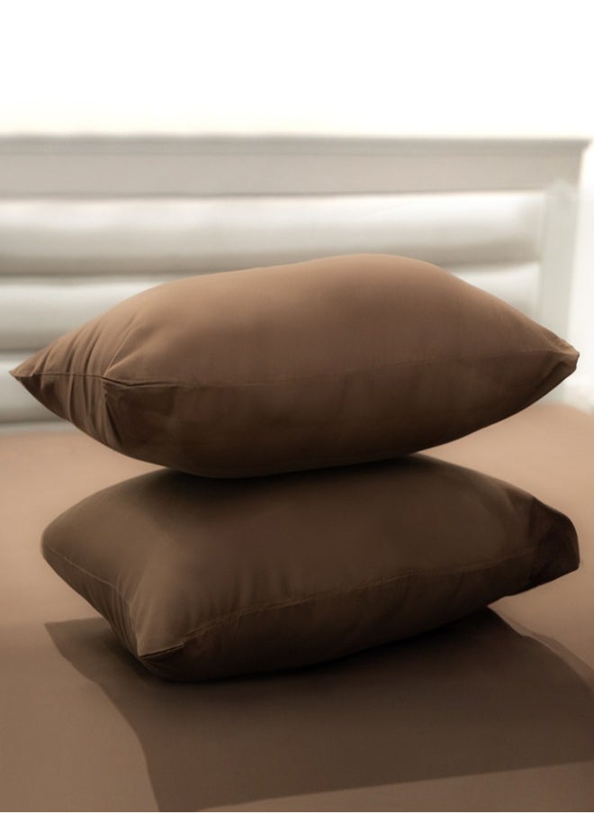 American Linen - Queen Plain Fitted Sheet with 2 Pillow Case 180 x 200 Cm Coffee Brown - Image 1