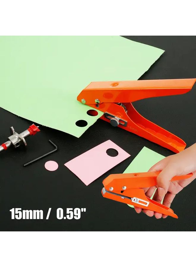 15mm Heavy Duty Manual Single Hole Punch Adjustable Ergonomic Portable Metal Tool - Image 4