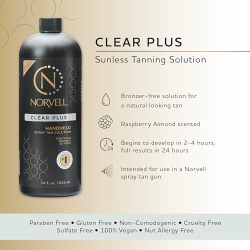 Norvell Premium Spray Tan Solution Clear Plus 1 liter Professional Sunless Tanning Formula for Natural Bronze Glow Streak Free Fast Drying Long Lasting Color - Image 5