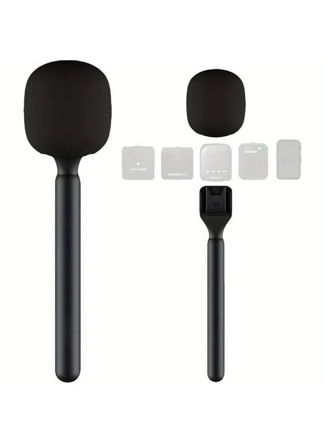 Black DJI Mic Handheld Stand Adjustable Holder For DJI Mic 2 RODE Microphone - Image 1