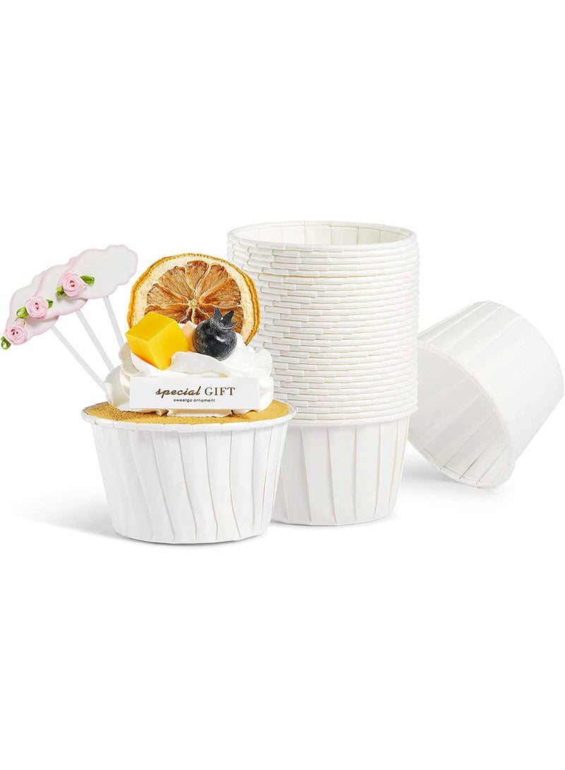 Kawkab 50 Standard-Size White Cupcake Liners, Greaseproof Baking Cups, Muffin Baking Cups, Heavy-Duty Greaseproof Paper, Ideal for Weddings, Birthdays, Parties, and Gifts - Image 1