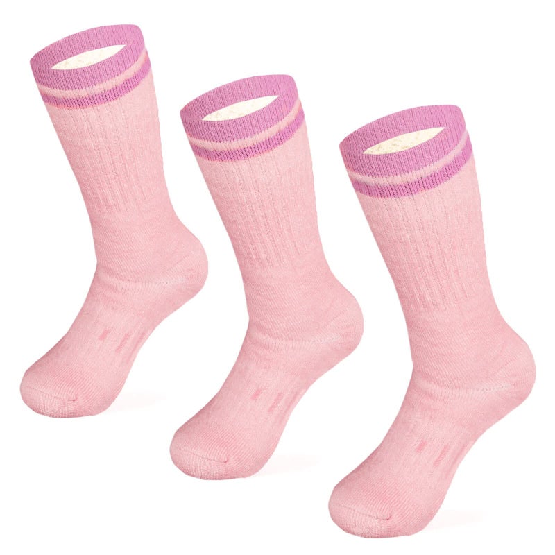 MERIWOOL Merino Wool Hiking Socks for Men and Women 3 Pairs Midweight Cushioned Warm n Breathable Large Lilac