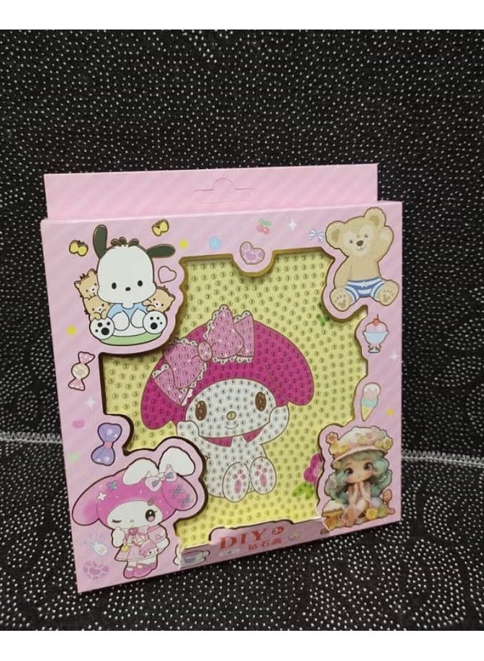 Diamond Painting Kit for Kids Develop Focus Skills and Patience, Improve Visual Coordination With a Frame (My Melody)  - Image 1
