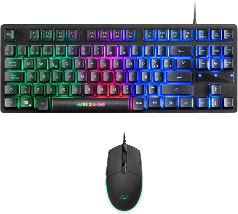 MARS GAMING MCPTKLES, RGB Combo Keyboard & Mouse 3200DPI, TKL Design, Spanish Language - Image 1