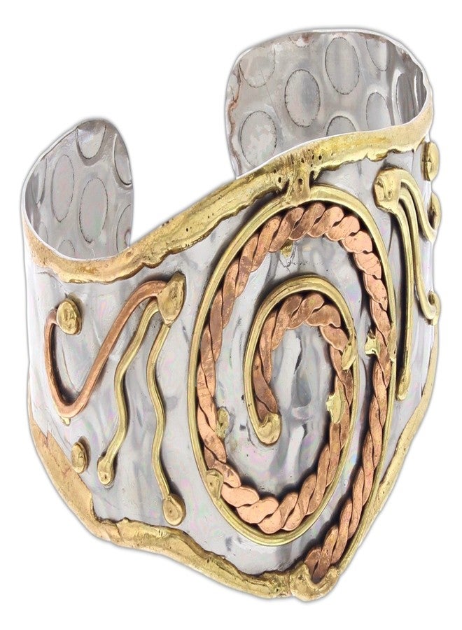 Birsppy Anju Mixed Metal Cuff Bracelet (Swirl)