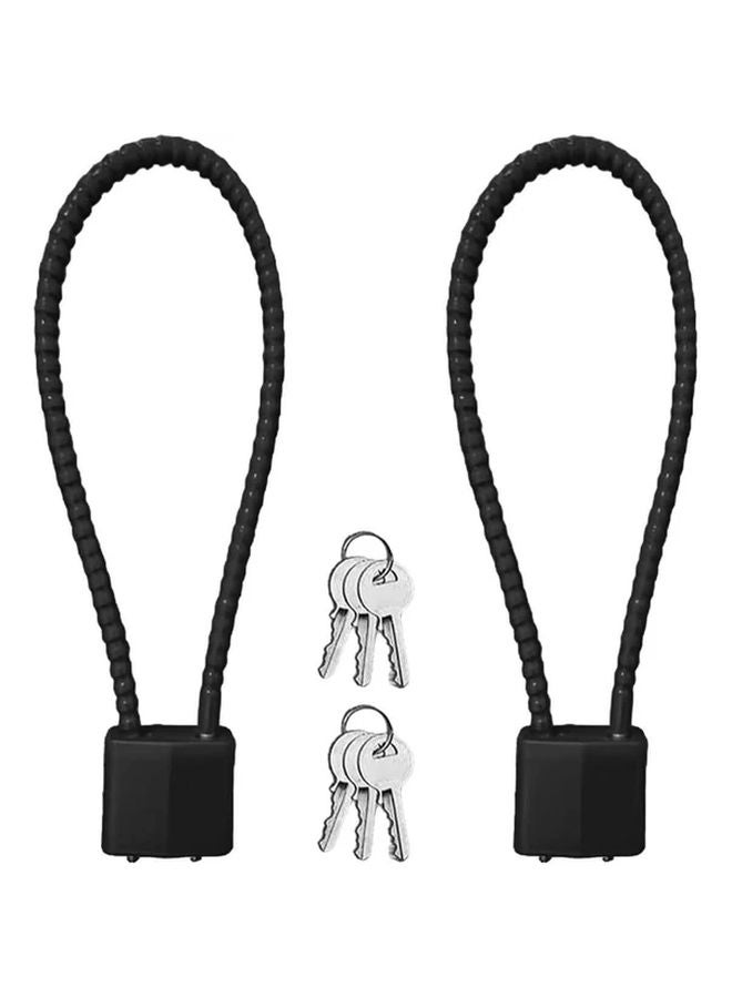 2pcs Heavy Duty Cable Padlock with Key Long Shackle for Bicycle Gate Cabinet - Image 1