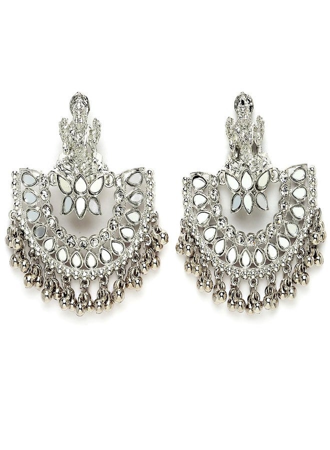 Karatcart Silver Plated Mata Laxmi Design Chandbali Earrings for Women - Image 1