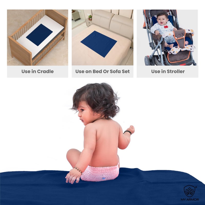 MY ARMOR Baby Dry Sheet for New Born Baby, Anti-Piling Waterproof Mattress Protector for Bed (Quick Drying/Extra Absorbent Dry Sheet for Bed) - Pack of 2 (Large (100cm x 140cm) (Pink & Royal Blue) - Image 4