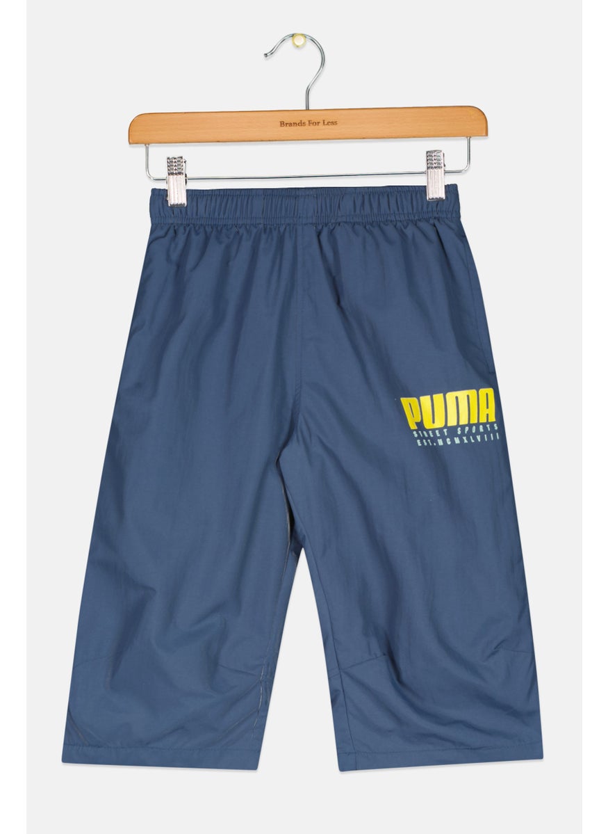 PUMA Kids Boy Regular Print Brand Logo Short, Blue  - Image 1