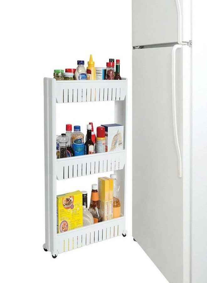 Aktnil Multilayer Space Saving Storage Organizer Rack Shelf with Moving Wheels, Slim Trolley Rack for Kitchen, Bathroom, Bedroom.(3 Layer)(White)(Size:- 54x12x72 cm)(Plastic) - Image 5