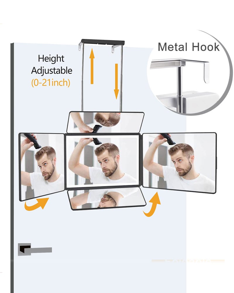 Aokoka 5 Way Mirror for Self Hair Cutting & Shaving, 360 Makeup Mirror with Height Adjustment for Braiding & Styling (Black) - Image 5