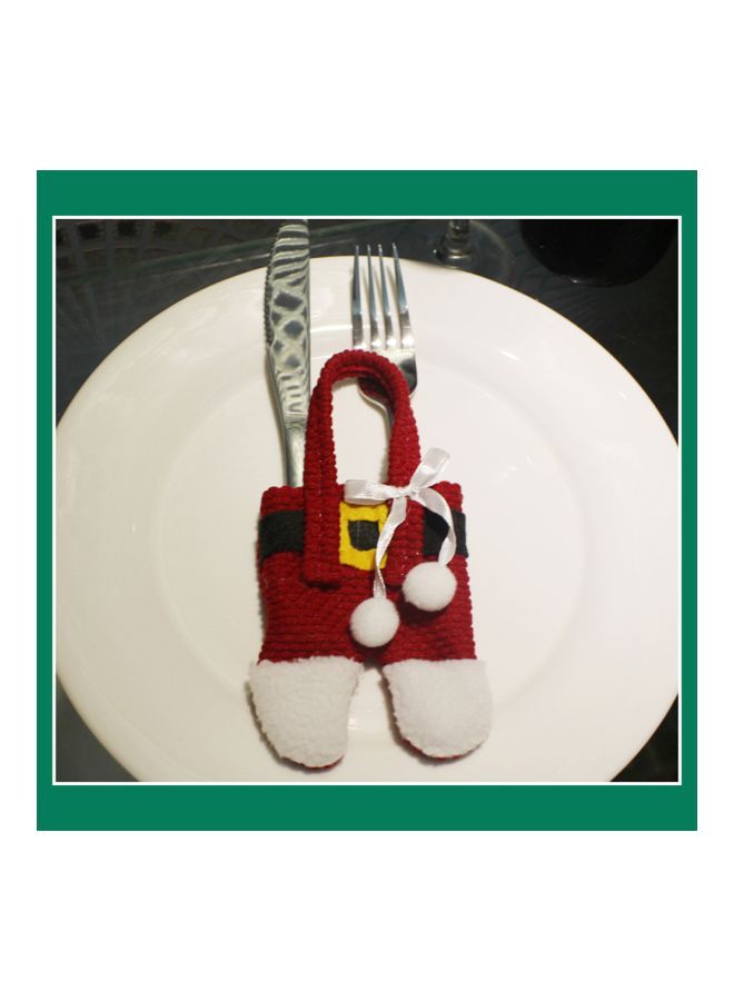 نيبمينينت طقم حامل أدوات المائدة مزين على شكل معطف وبنطال سانتا، مكون من 6 قطع أحمر / أبيض أصفر 11x11x5سنتيمتر - Image 4