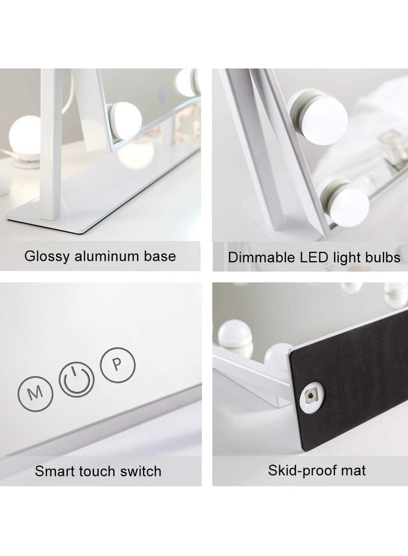 Makeup Mirror with Lights Hollywood Vanity Mirror with 3 Colors Lighting Modes, Touch Control, 360°Ratation, Dimmable 9 LED Bulbs Lighted Makeup Mirror for Dressing Room & Bedroom for Dressing Room & Bedroom  - Image 2