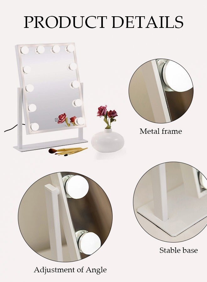 Makeup Mirror with Lights Hollywood Vanity Mirror with 3 Colors Lighting Modes, Touch Control, 360°Ratation, Dimmable 9 LED Bulbs Lighted Makeup Mirror for Dressing Room & Bedroom for Dressing Room & Bedroom  - Image 5