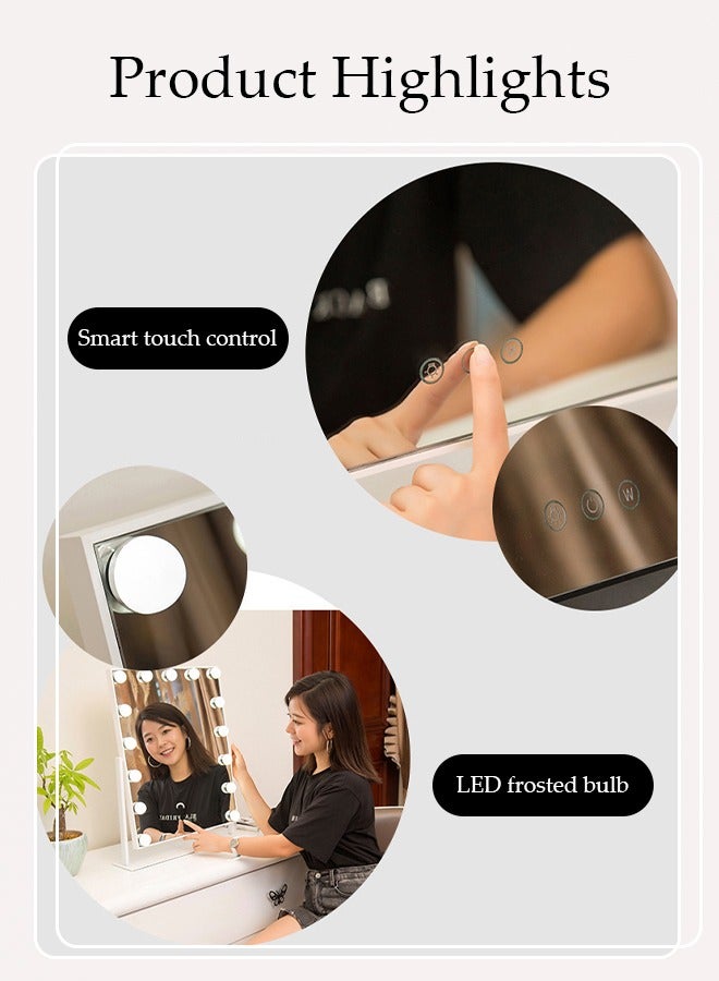 Makeup Mirror with Lights Hollywood Vanity Mirror with 3 Colors Lighting Modes, Touch Control, 360°Ratation, Dimmable 9 LED Bulbs Lighted Makeup Mirror for Dressing Room & Bedroom for Dressing Room & Bedroom  - Image 4