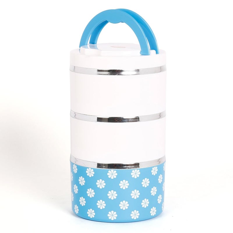 Jayco Venice 3 Tier Insulated Lunch Box for Office Men and Women BPA Free and Food Grade Plastic Best Tiffin Box for Office Inner Steel Blue Made in India - Image 1