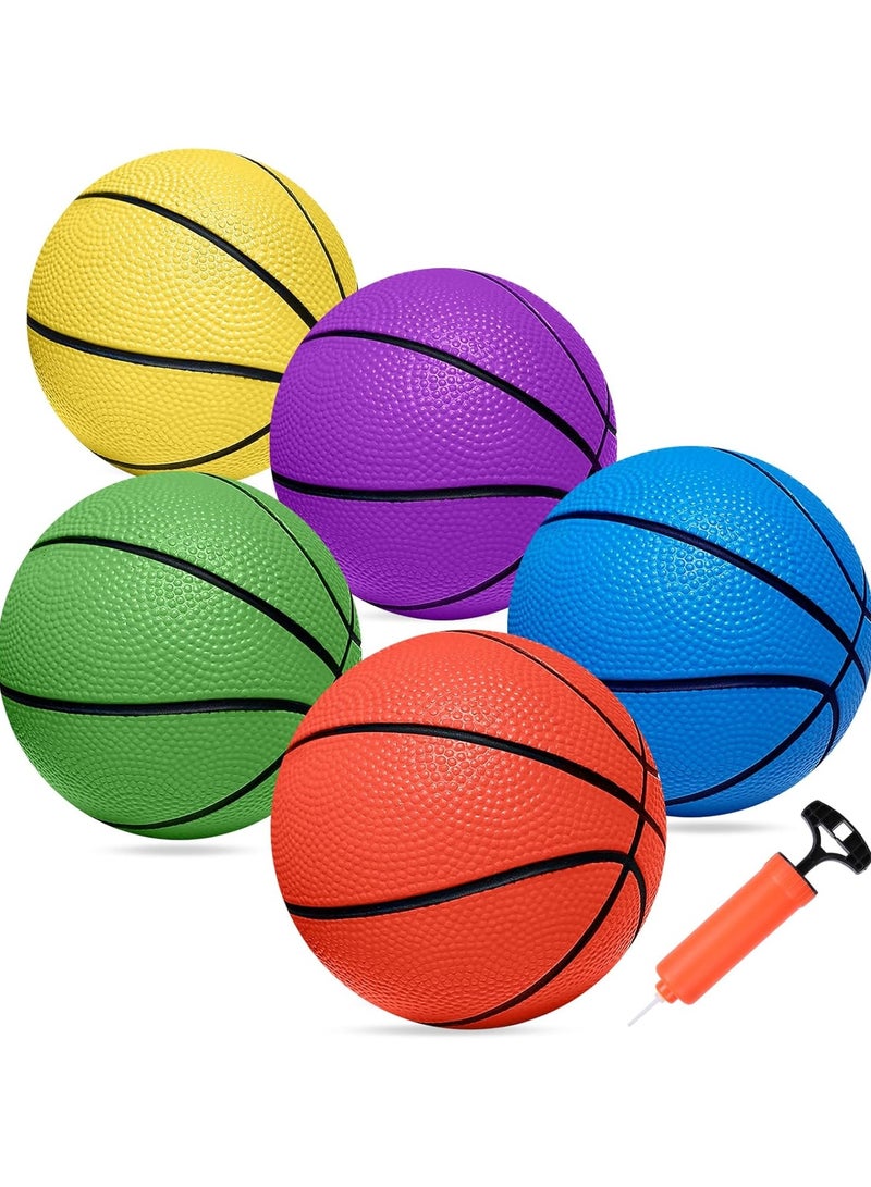 Mini Basketballs, 5 Pack 6" Inch Small Basketball Set with Pump Over The Door Mini Hoop Basketball Replacements Toy Basketball for Toddlers,Kids,Teenagers for Pool Indoors Outdoors - Image 1